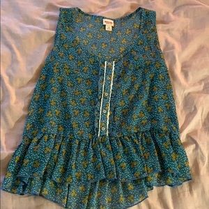 Blue and Yellow Floral Tank